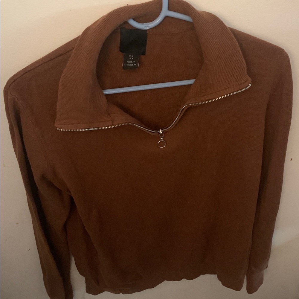 Gorgeous H&M Chestnut Quarter Zip-Up Sweater 50% Modal 50% Cotton SZ Small